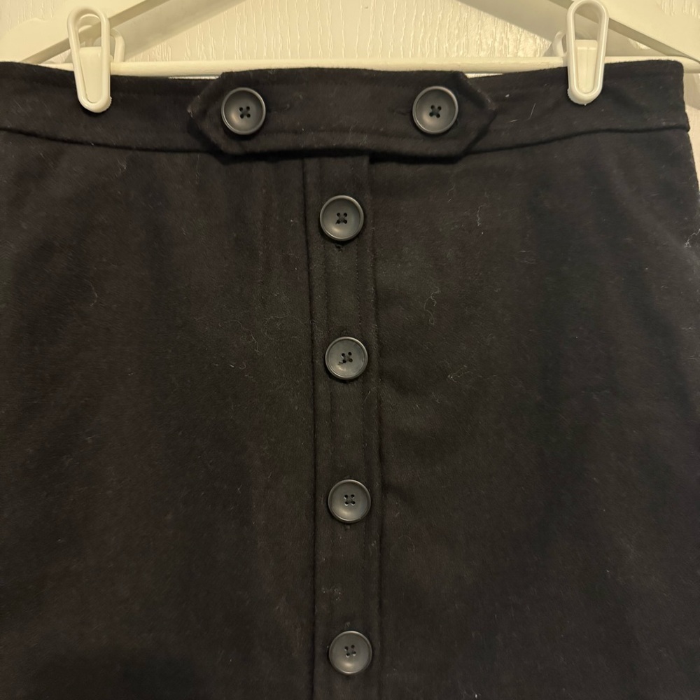 GAP womens black mini skirt 4 wool blend button up fully lined Y2K 90s 2000s - Picture 2 of 15